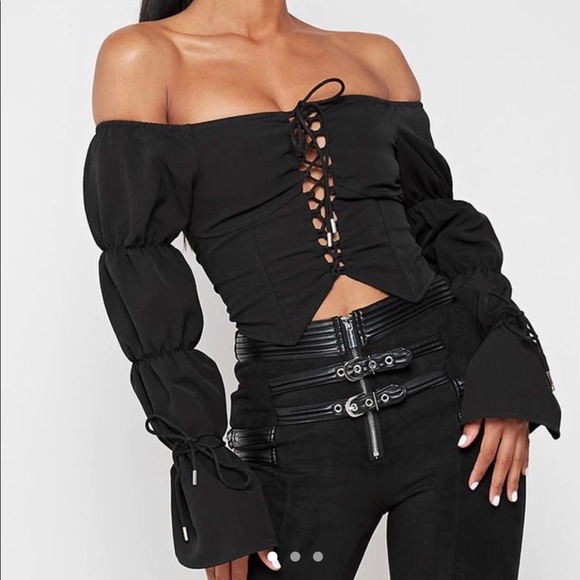 Maniere De Voir Tops - MANIERE DE VOIR Lace up Top Size UK 10/US 6